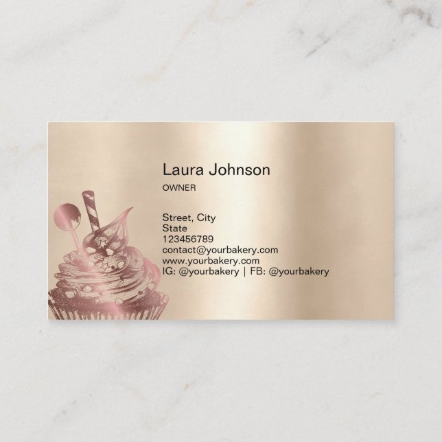 Modern Bakery Cupcake Chef Catering Sweets Pastry  Business Card (Back)