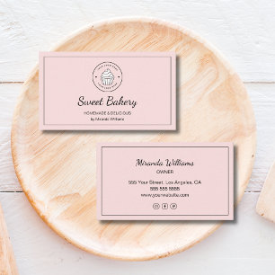 Modern Bakery Custom Logo Pink Business Card