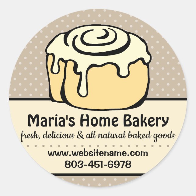 Modern Bakery Labels Template Vintage Polka Dots (Front)