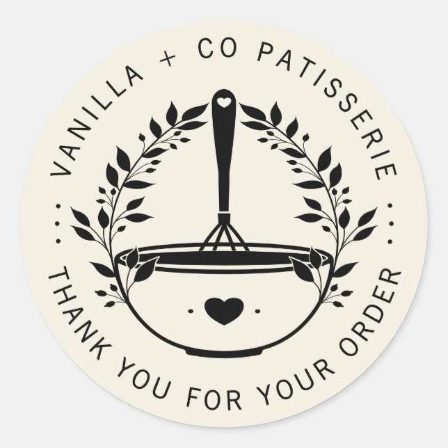 Modern Bakery Pastry Business Customer Thank You Classic Round Sticker (Front)