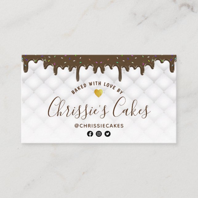 modern bakery pastry chef lettering business card (Front)