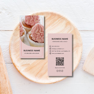 Modern Bakery Pastry Chef Photo Logo QR Business Card