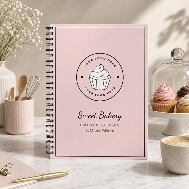 Modern Bakery Pink Custom Logo Notebook (Modern Bakery Pink Custom Logo Notebook)