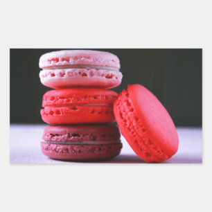 Modern Bakery Pink French Macaron Rectangular Sticker
