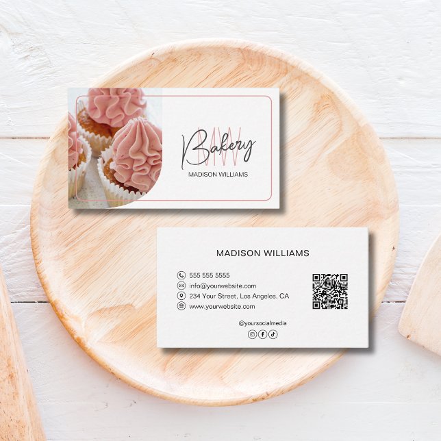 Modern Bakery QR Code  Business Card (Modern Bakery QR Code Business Card)