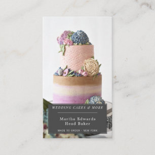 Modern bakery rustic wedding cake photography business card
