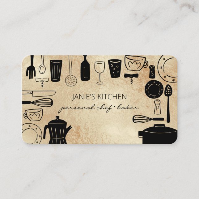 Modern Baking & Cooking Utensils Business Card (Front)