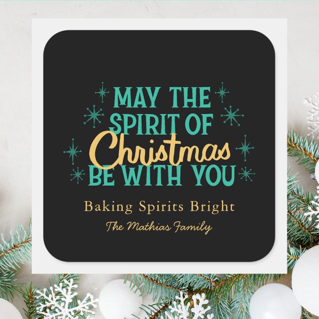 Modern Baking Spirits Bright Colourful Christmas Square Sticker (Creator Uploaded)