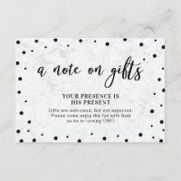 Modern Balck Confetti & Marble Insert Card