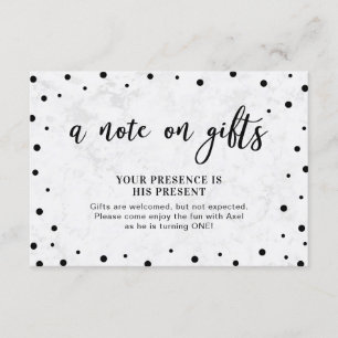 Modern Balck Confetti & Marble Insert Card