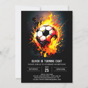 Modern Ball Printable Soccer Birthday Invitation
