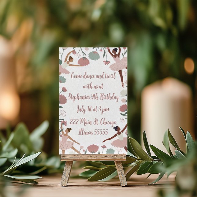 Modern Ballerina Birthday Theme Invitation (Creator Uploaded)