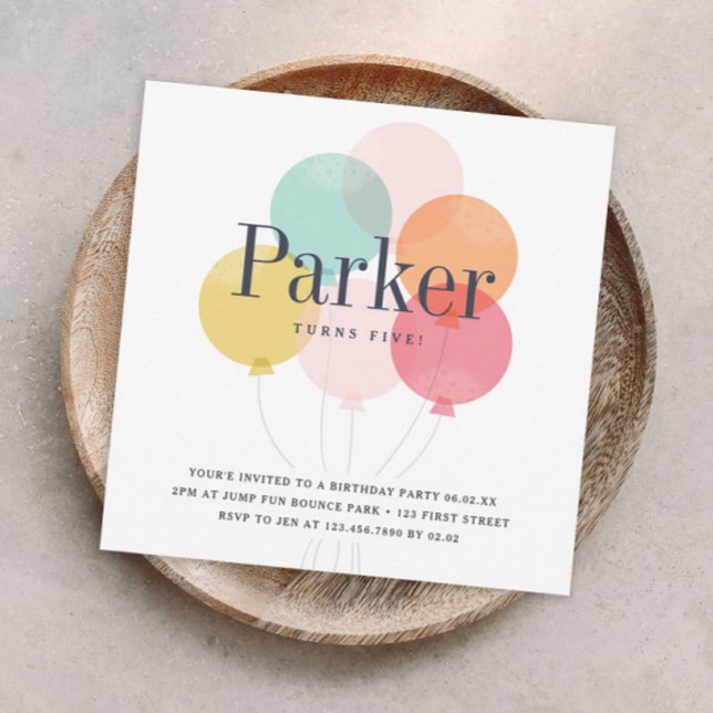Modern ballon bunch birthday party invitation (Modern colorful balloons kids birthday party invitation.)