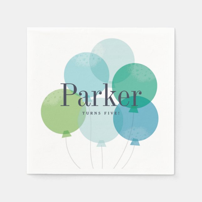 Modern ballon bunch birthday party napkins (Front)