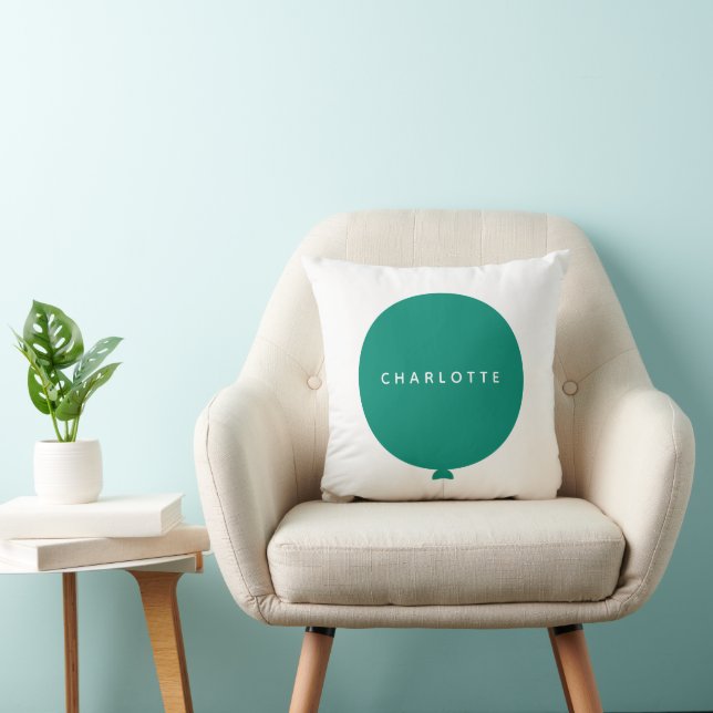Modern Balloon | Green Scandi Stylish Kids Name Cushion (Chair)
