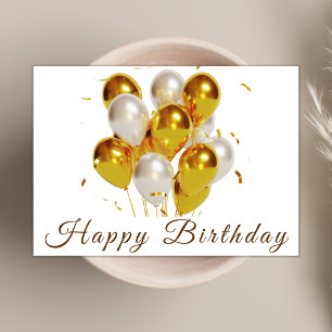 Modern Balloons Elegant Script Happy Birthday Card
