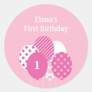 Modern Balloons Gift Tag or Favour Sticker - Pink