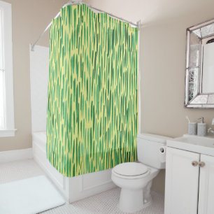 Modern Bamboo Pattern Tiki Vibe Green Shower Curtain