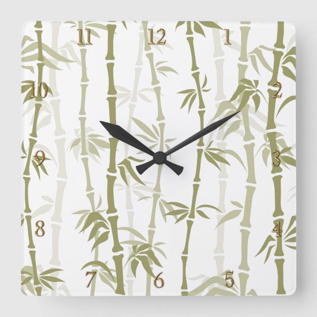 Modern Bamboo Trees Square Wall Clock (Front)