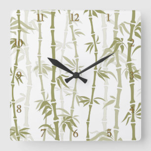 Modern Bamboo Trees Square Wall Clock