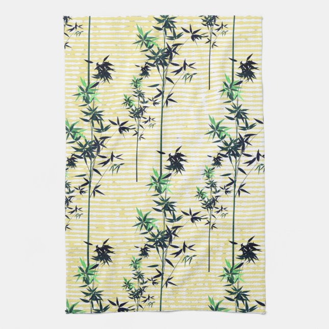 Modern Bamboo & Yellow Tea Towel (Vertical)