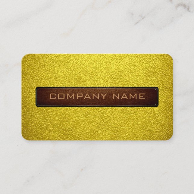 Modern Banana yellow and Black Leather Look Business Card (Front)