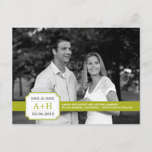 Modern Band Save The Date Postcard (Lime)