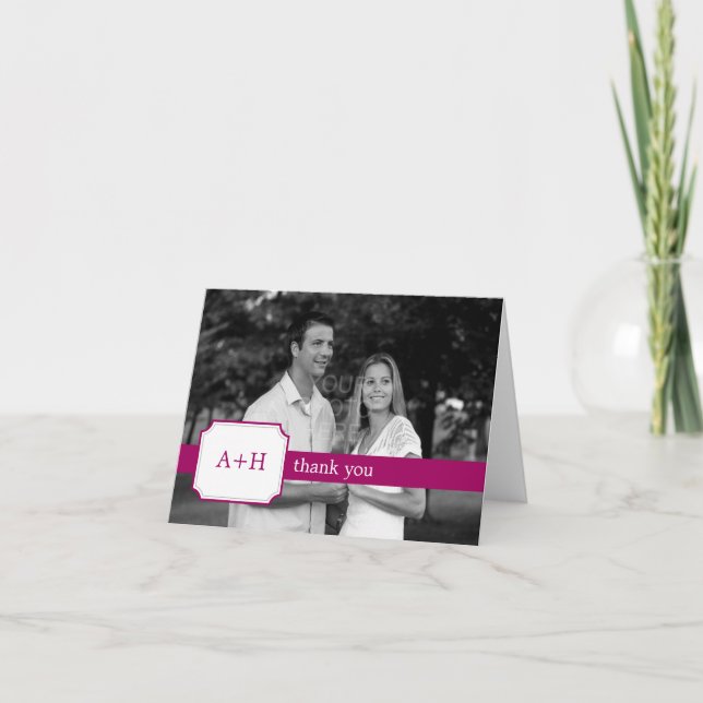 Modern Band Thank You Cards (Fuchsia) (Front)