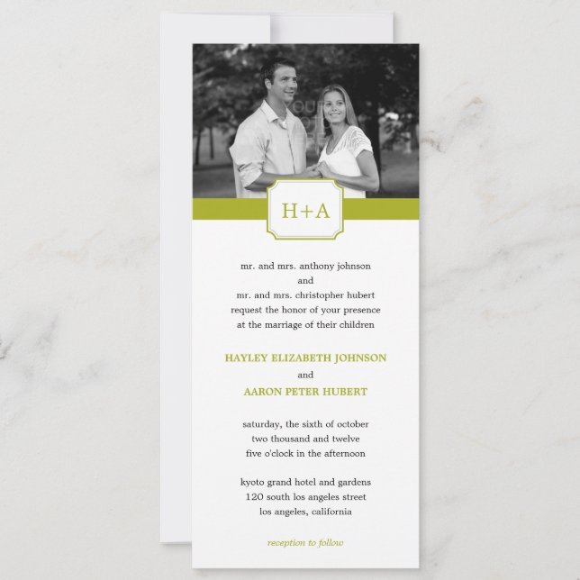 Modern Band Wedding Invitation (Lime) (Front)