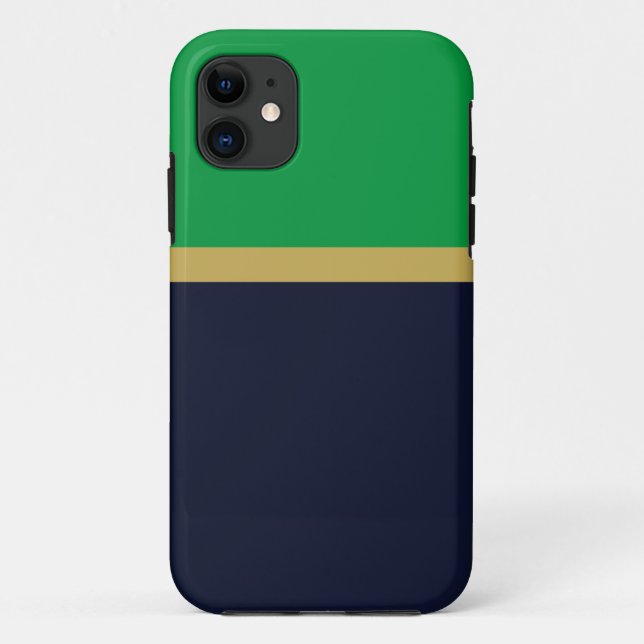 Modern Banded Navy Blue Green Colour Block Case-Mate iPhone Case (Back)