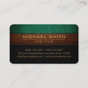 Modern Bangladesh green and Black Leather Look Business Card