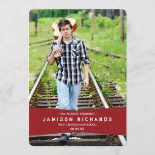 Modern Banner Grad Party Invitation / Red