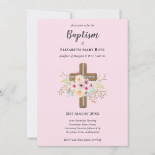 Modern BAPTISM Christening Bautizo INVITE FLORAL