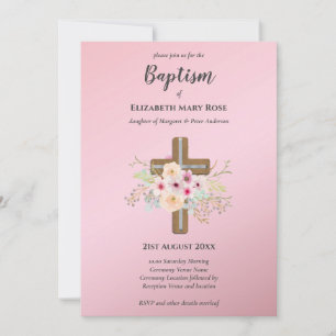 Modern BAPTISM Christening Bautizo INVITE FLORAL