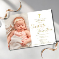 Modern Baptism Christening Golden Script Photo