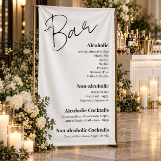 Modern Bar Black and White Cocktails Wedding Sign