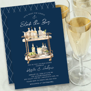 Modern Bar Cart Couples Shower  Invitation