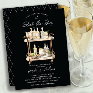 Modern Bar Cart Couples Shower  Invitation