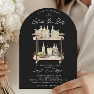 Modern Bar Cart Couples Shower  Invitation