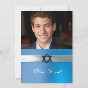 Modern, Bar Mitzvah, Custom  Photo Invitation