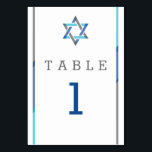 Modern Bar Mitzvah Design - Teal  & Black Table Number<br><div class="desc">Simple,  modern,  and cool Bar Mitzvah invitations featuring Star of David design with teal,  black and grey accents. Personalise online with your table numbers or other Bar Mitzvah Details</div>