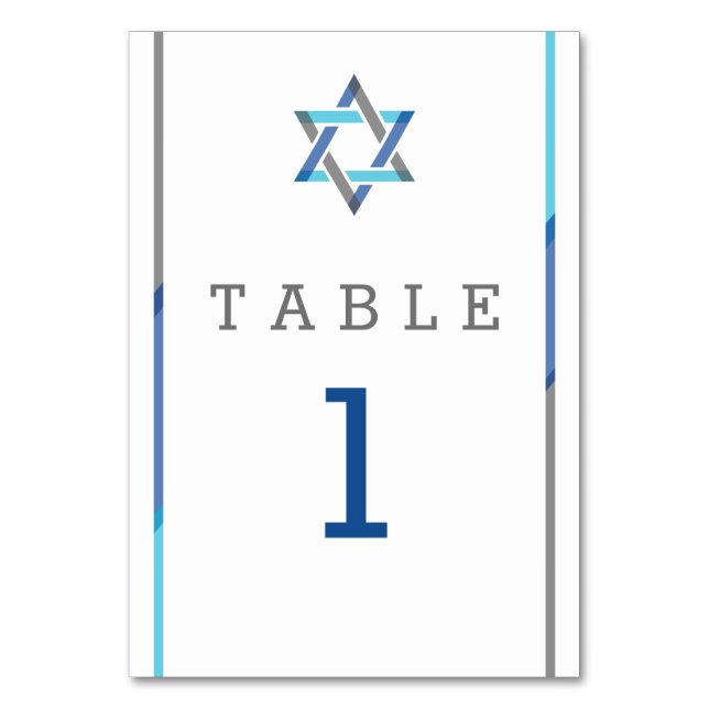 Modern Bar Mitzvah Design - Teal  & Black Table Number (Front)
