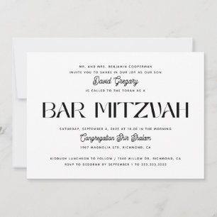 Modern Bar Mitzvah Elegant Minimalist Jewish Invitation