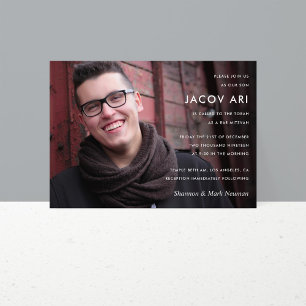 Modern Bar Mitzvah or Bat Mitzvah Photo Invitation