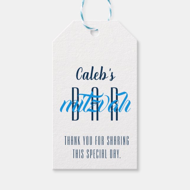 Modern Bar Mitzvah Personalised Gift Tags (Front)