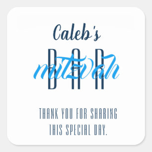 Modern Bar Mitzvah Personalised Square Sticker