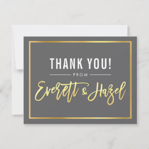 MODERN BAR MITZVAH thank you gold name grey