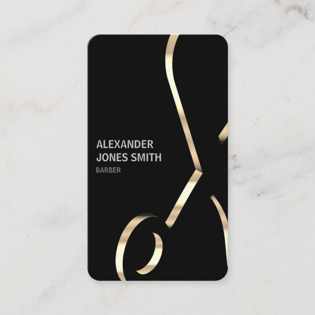 Modern Barber 2020 - Faux Gold & Dark Business Card (Front)