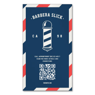 Modern Barber Barbershop Barber's Pole Magnetic Business Card