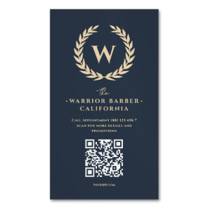 Modern Barber Barbershop Monogram Hairstylist  Magnetic Business Card